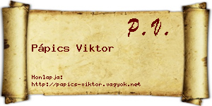 Pápics Viktor névjegykártya